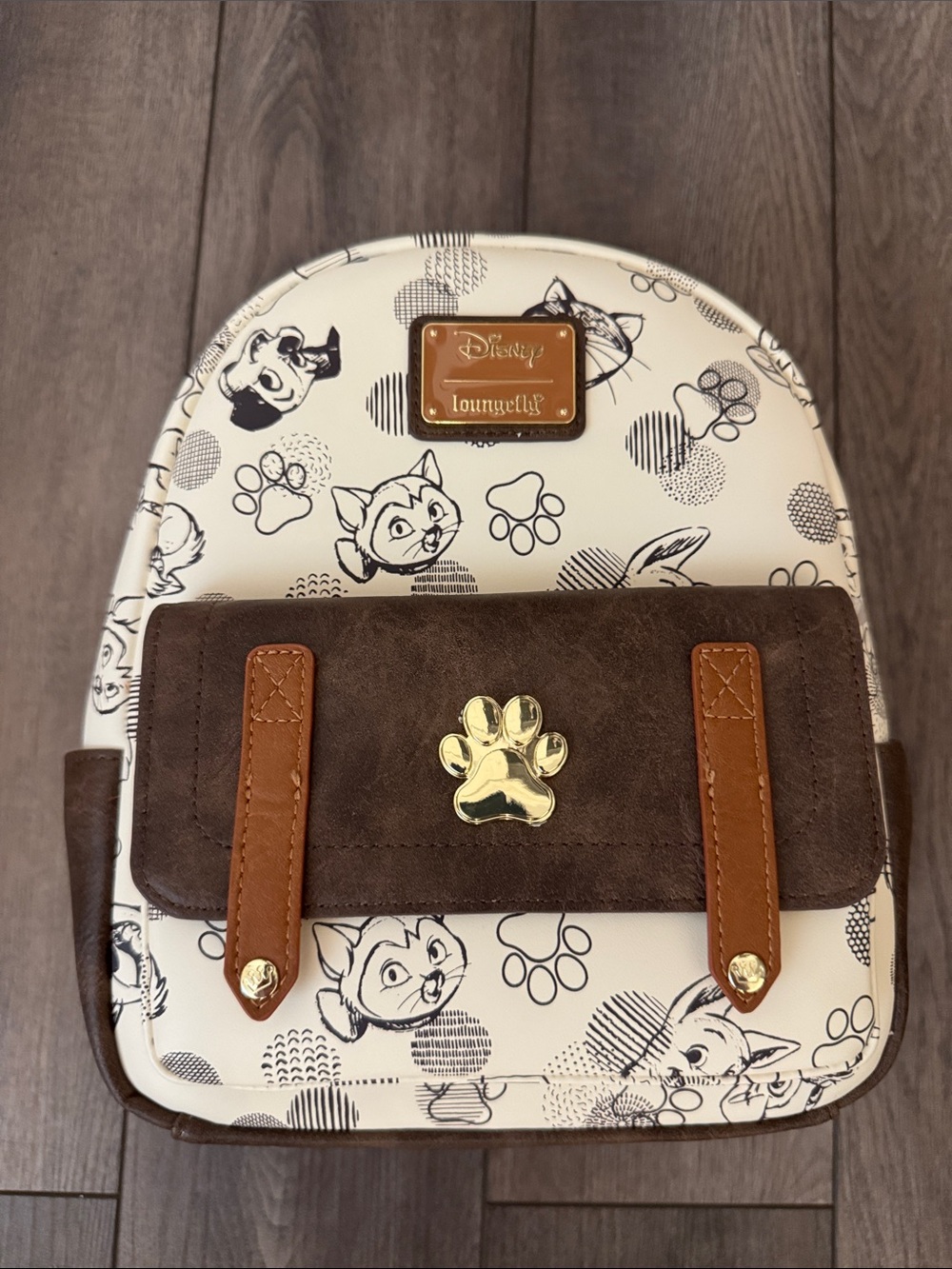 Disney Loungefly Small Pets Cream, Brown & Tan Mini Backpack